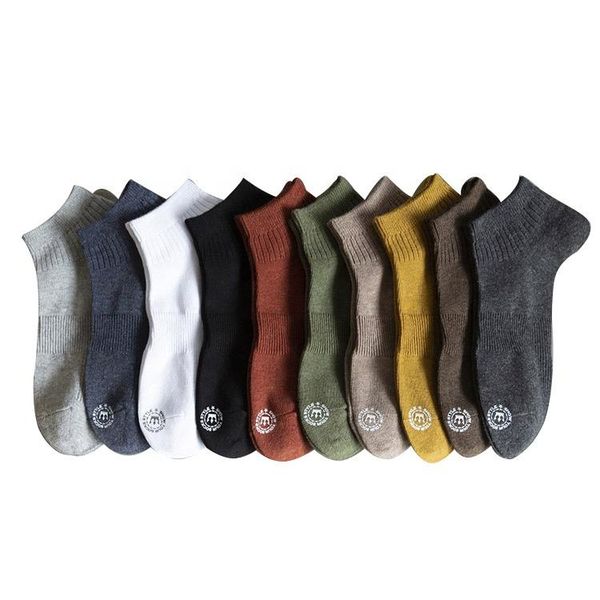 

men's socks season spring man fashion athletic cotton knit cute casual solid crew, Black