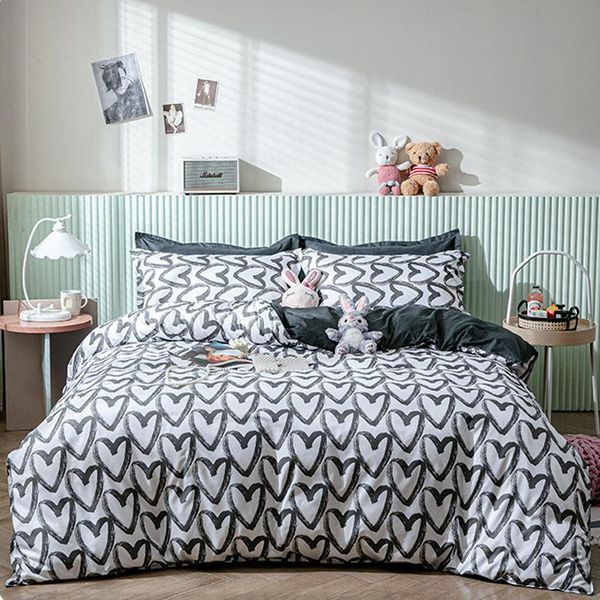 

bedding sets home polyester set twin full  king double duvet cover flat bed sheet pillowcase linen bedroom bedclothes love