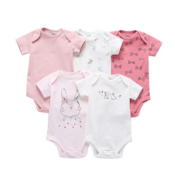 

rompers 5pcs/lot 100%cotton baby bodysuit born short sleeve overalls toddler boy girl jumpsuit clothes body suits sets, Blue