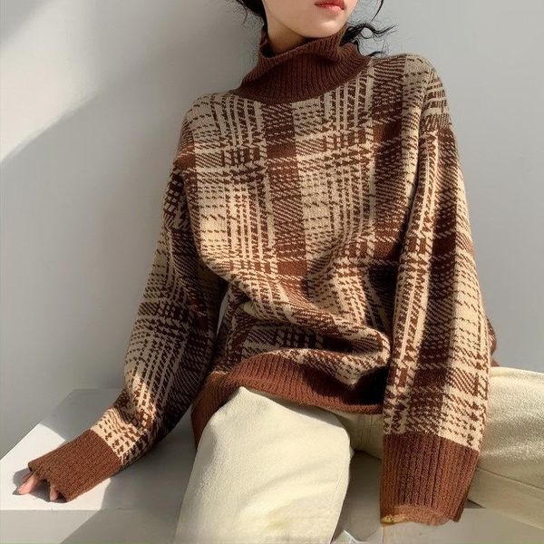 

women's sweaters winter sweater women vintage patchwork pullovers long sleeve loose knitted lazy casual couples aesthetic fashion, White;black