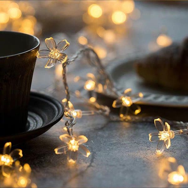 

strings solar string light led flower peach blossom shape holiday wedding outdoor courtyard waterproof