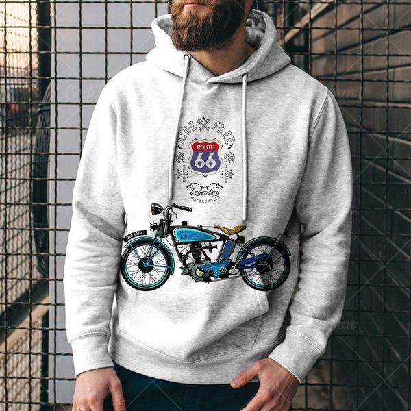 

popular new sweater us highway 66 printed menswear loose and comfortable street hoodiebbco, Black