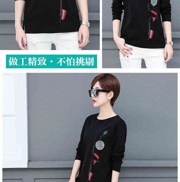 

pure cotton long sleeve t-shirt female fall new ms early autumn render unlined upper garment 210322, White