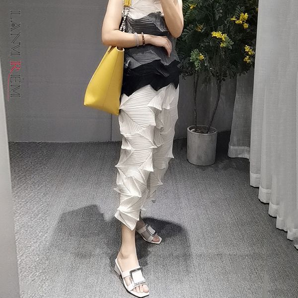 

black elastic high waist pleated harem pants loose women fashion tide trousers spring autumn 2f0039 210507, Black;white