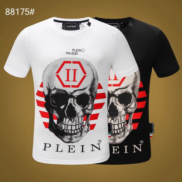 

plein bear t shirt mens designer tshirts brand clothing rhinestone skull men t-shirts classical hip hop streetwear tshirt casual tees pb 113, White;black
