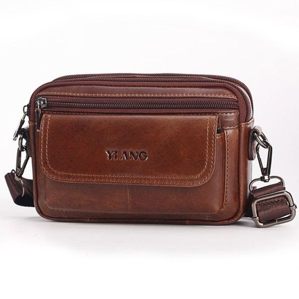 

men's pu leather business shoulder crossbody phone pouch belt waist bag bags