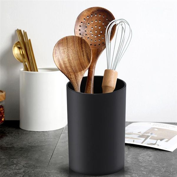 

storage bottles & jars kitchen cylinder black plastic chopsticks holder tableware drying canister cutlery organizer (small size)