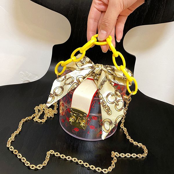 

chain summer bag transparent small cute bucket 2021 female new acrylic jelly mini round box tide gomto