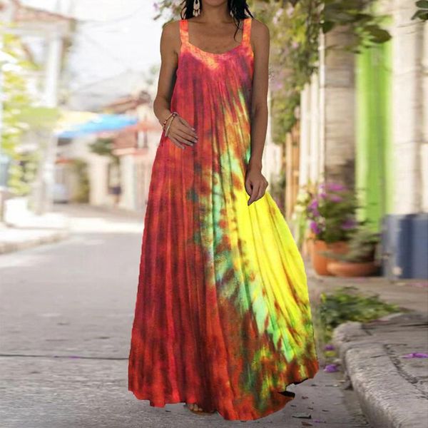 

casual dresses bohemian tropical print maxi dress women sleeveless halter beach style loose long prairie chic summer robes, Black;gray
