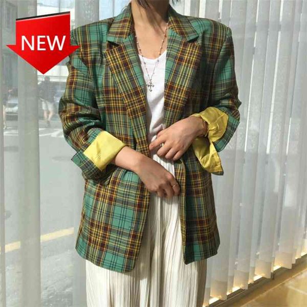 

suits jackets oversize wild lady autumn female blazers chess buttons, White;black