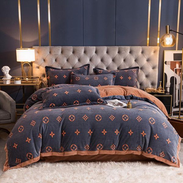 

bedding sets 4pcs set winter warm thicken plush flannel duvet cover flat sheet pillowcase king