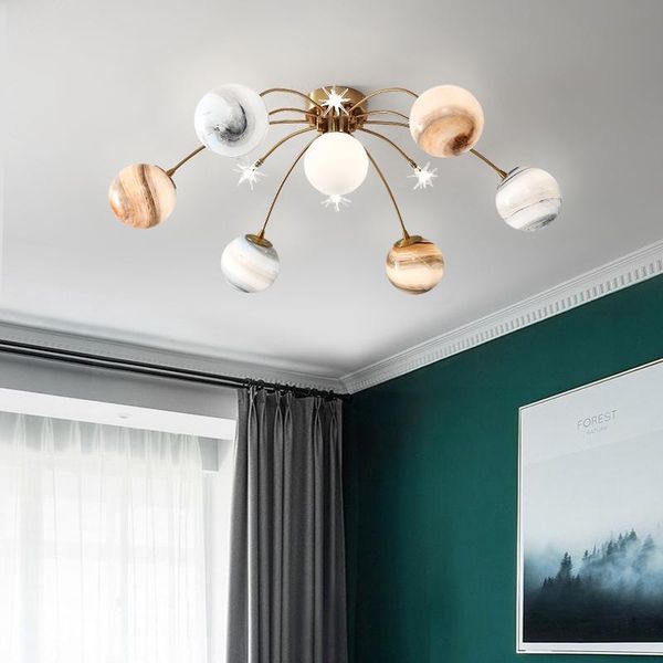 

ceiling lights personalized planet design wrought iron glass home living room dining children's bedroom chandelier