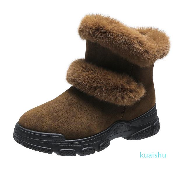 

boots woman winter fur warm snow ladies wool booties ankle boot comfortable shoes plus size 35-40 casual women mid, Black