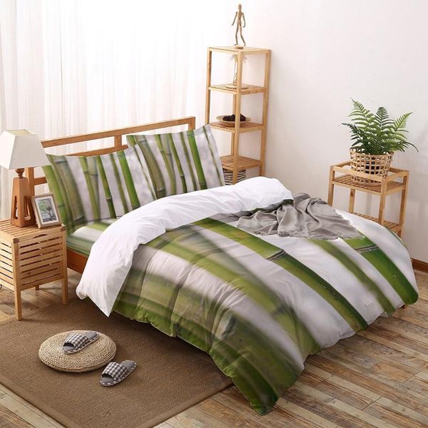 

bedding sets bamboo forest printed set  king size soft fashion duvet cover bed sheet pillowcase