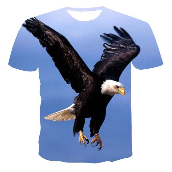 

men's t-shirts 2021 summer short-sleeved funny 3d t-shirt fashionable eagle under the blue sky, White;black