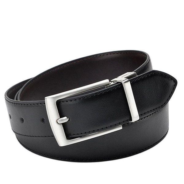 

belts buckle for men formal business genuine leather belt with double side black dark brown yellow 3.5 cm, Black;brown