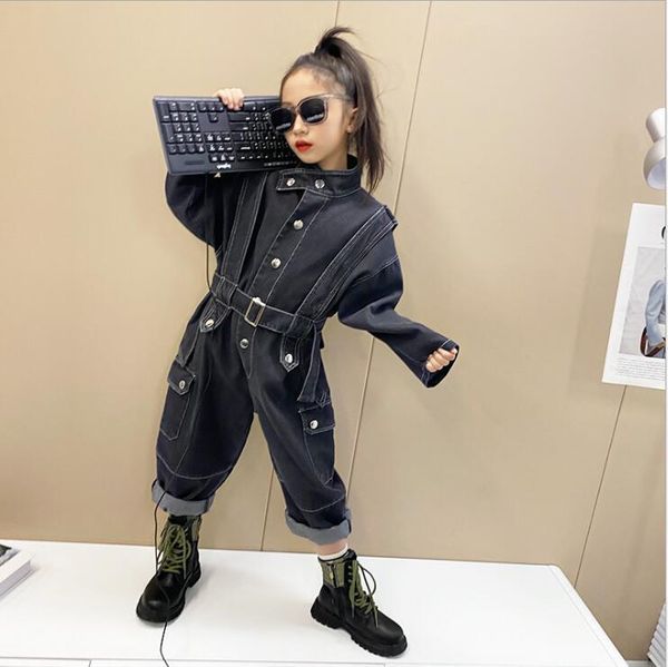 

jumpsuits 2021 wholesale girls denim overalls autumn fashion pants 5-11t b841, Blue