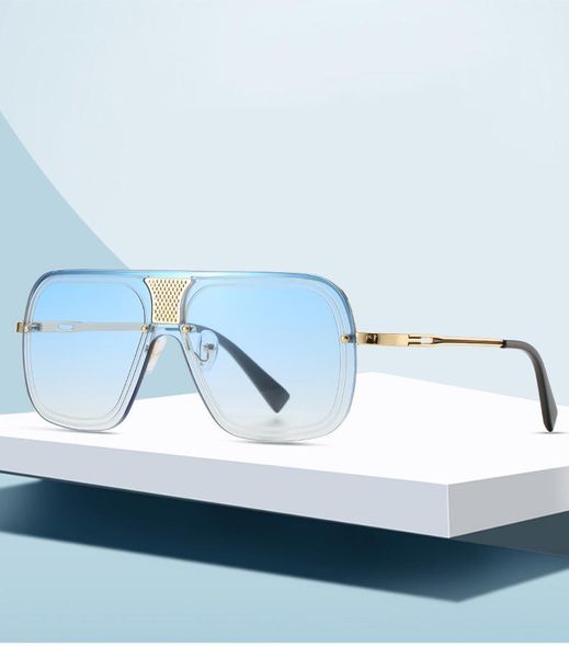 

fashion cool semi frameless square style sunglasses men's brand design, White;black