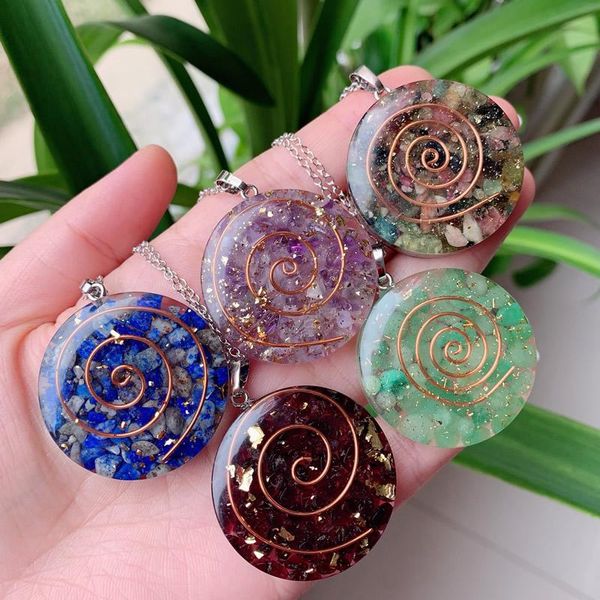 

reiki healing pink quartz stone pendant necklace fluorite lapis amethysts pendulm amulet natural orgone energy crystal necklaces, Silver