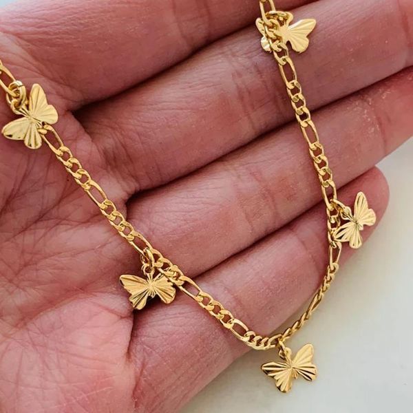 

link, chain butterfly bracelet for women gold layering charm body jewelry female pendant accessories party birthday gifts, Black