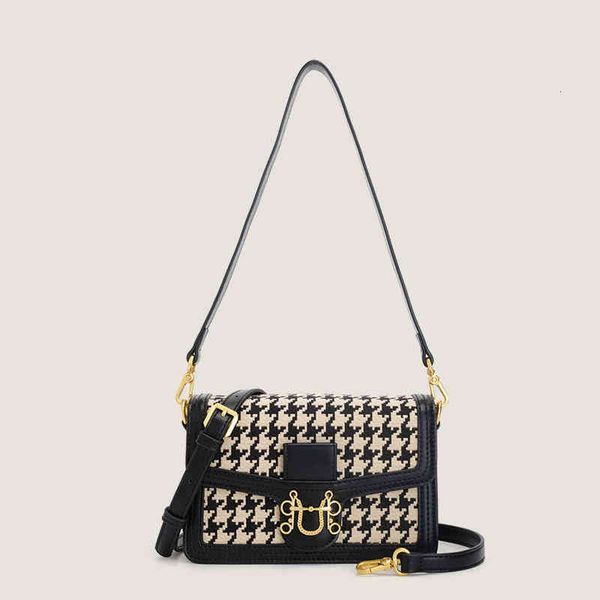 

handbags bags 2021 autumn winter thousand bird lattice women's armpit small square net red single shoulder messenger bag, Black;red