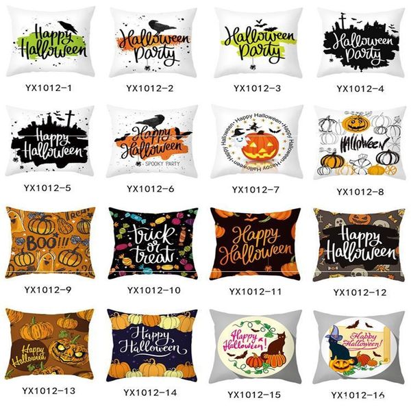 Capas de travesseiro decorativas para travesseiros de halloween de Natal 45 * 45cm casa presente sofá inclinado tatuagem fleece almofada almofada têxteis 4974 Q2