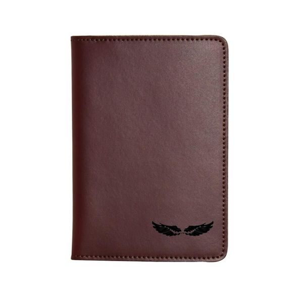 

card holders angel rear wing passport cover vintage leather purse custom name travel wallet, Brown;gray