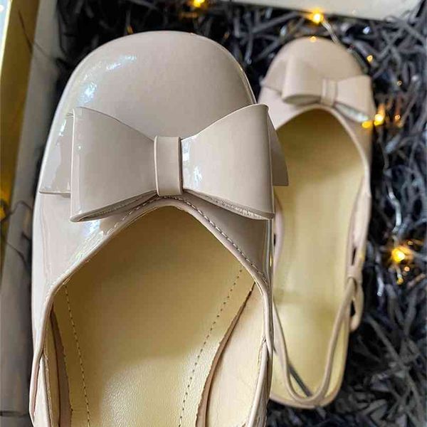 

2021 and cat's fat magic bean wide feet buy gujia cute round head single shoes naked pink patent leather thick heel baotou sandals yw o, Black