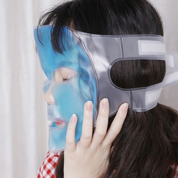 DHL Cold Gel Máscara Facial Compressa De Gelo Azul Resfriamento Completo Alívio Fadiga Relaxamento Almofada Com Pacote De Cuidados Faciais