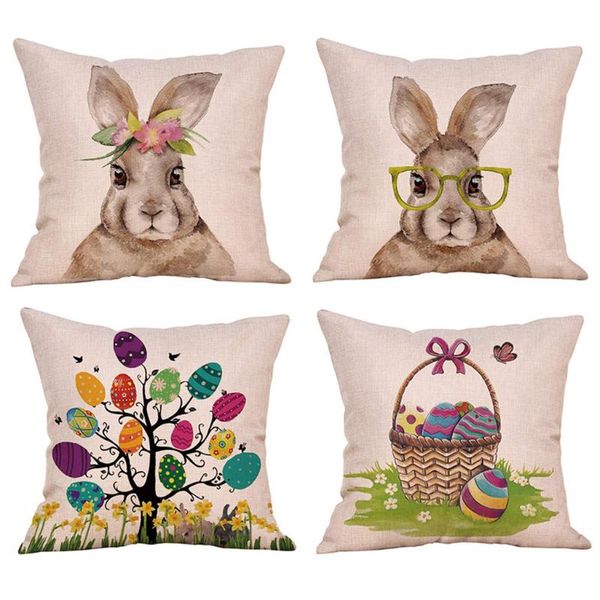 

pillow case 4pcs easter cushion cover happy party decoration supplies decor gift