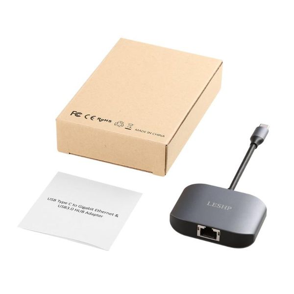 

hubs type c usb-c to gigabit ethernet & usb 3.0 hub convertor cable adapter rj45 10/100/1000 mbps lan network port type-c device