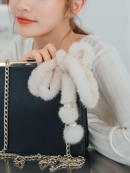 

scarves fur scarf mink woven winter style, Blue;gray