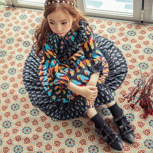 

girl's dresses korean children girls clothes baby girl gentle chiffon princess dress 2021 spring kids long sleeves bow clothing, Red;yellow