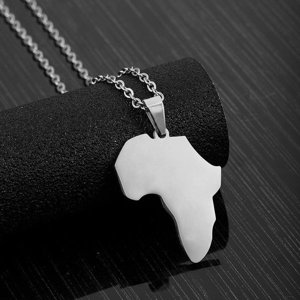 

pendant necklaces hip hop africa map necklace for women ladies gold silver color ethnic rock stainless steel jewelry accessories gifts 202