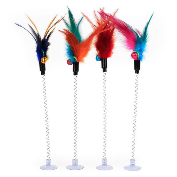 

cat toys interactive toy with sucker spring feather plush mouse funny pet xobw