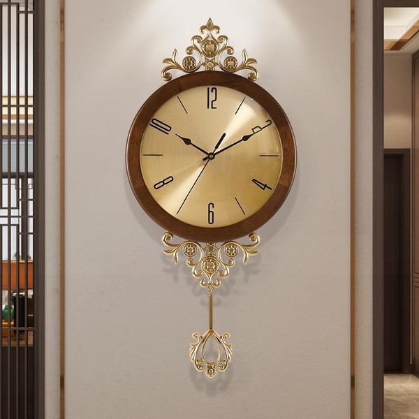 

european style wall clock pendulum luxury creative wood large mute quartz orologio da parete home decoration dj60wc clocks