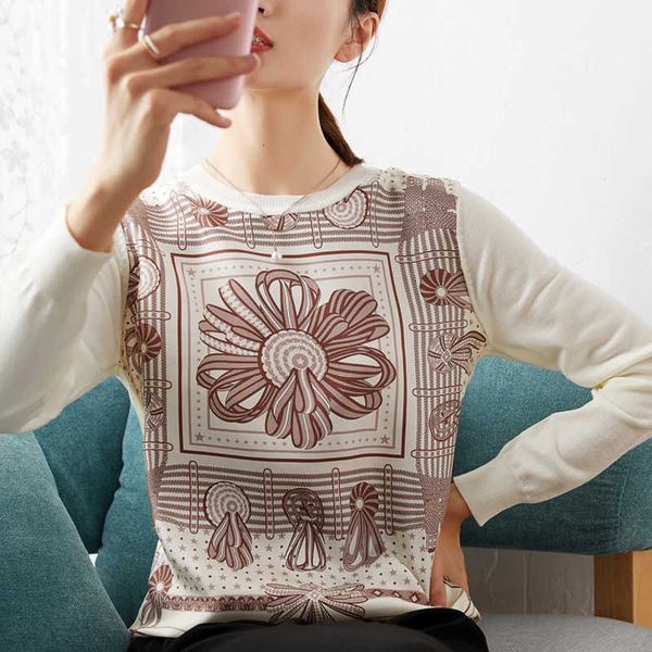 

women's sweaters silk wool stars printed ribbon joining knitted woman's coat round turtleneck long sleeves head xdfb, White;black