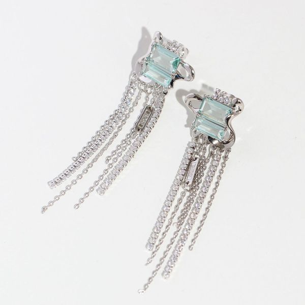 

ins fashion tassel daydream series tassel earrings mint green, Golden