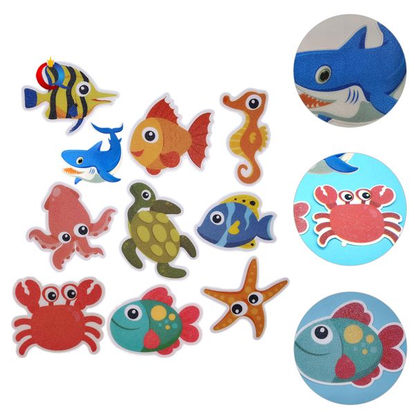 

10pcs/lot large non slip bathtub sticker decor sea adhesive kids anti slips decal +scraper stairs shower room bath safety stickers