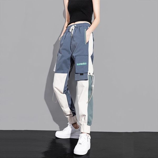 

spring plus size 3xl cargo womens pants winter fur ribbon patch pocket trousers, Black;white