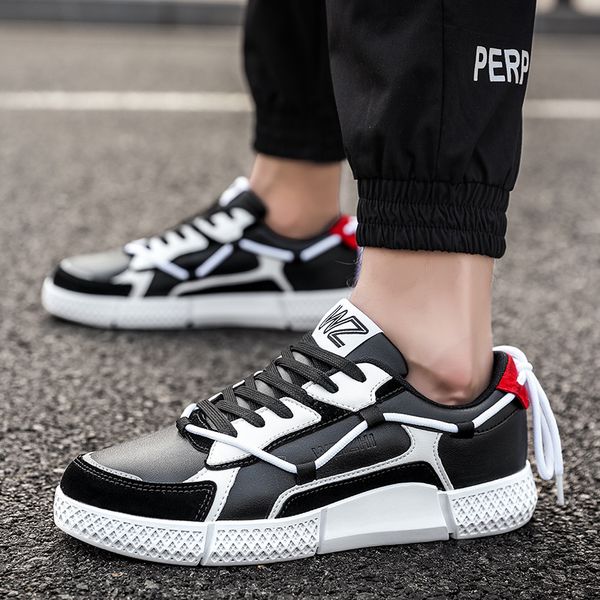 

Mens color matching trend shoes all-match sports shoes wear-resistant non-slip running shoes round toe new outdoor casual, Black
