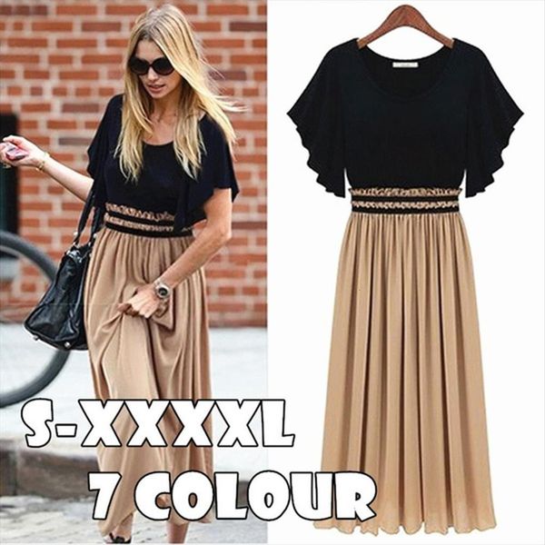 

summer fashion casual high waist womens dresses ruffles round neck pleated short sleeve vestidos de mujer, Black;gray