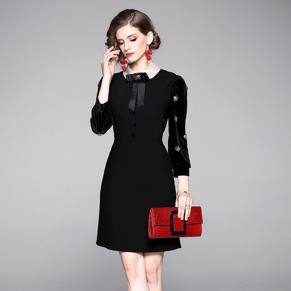 

dress track dresses of women velvet ladies fall lapel decoration black granular nail dressed in mujer ffhh, Black;gray