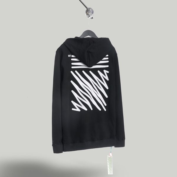 

off style white ecg twill graffiti tide men's and women's hoodie, Black