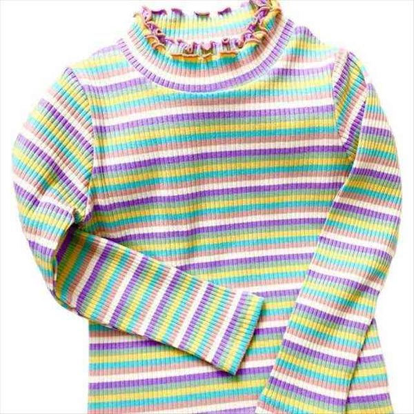 

vidmid girls bottoming t shirts childrens spring autumn thin long sleeve baby kids striped tees p2065, Blue