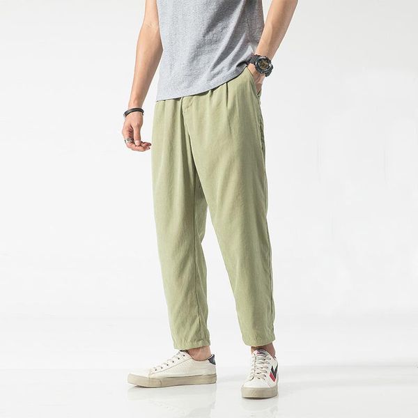 

ankle-length casual pants men solid spring summer mens harem streetwear fashion joggers men's, Black