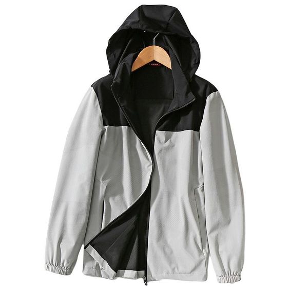 

spring leisure straight tube version thin color matching men's outdoor jacket hooded women's jackets, Black;brown