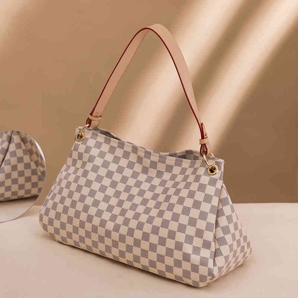 

handbag 2021 women's bag one shoulder checkerboard large capacity armpit leisure summer, Black;red