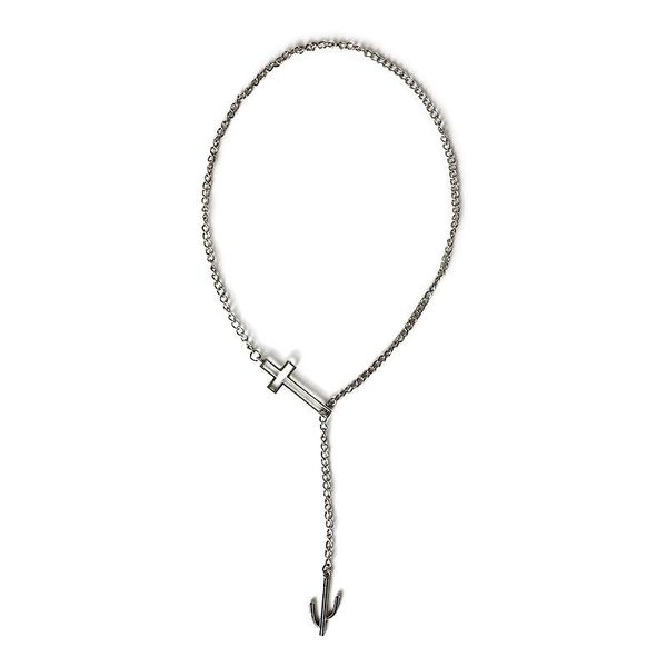 

pendant necklaces western vintage sunflower cross cactus feather link chain adjustable necklace for women clavicle choker, Silver