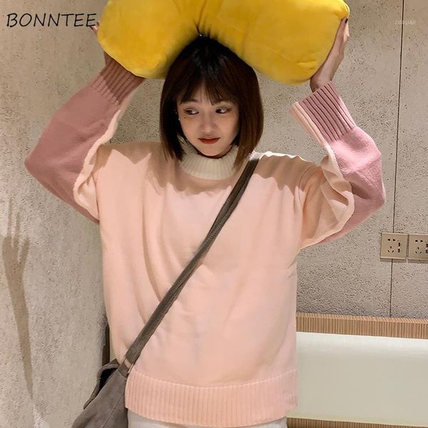 

sweaters women lovely japanese style retro patchwork loose spring girls knitted clothing all-match cute fashion female pullovers women', White;black